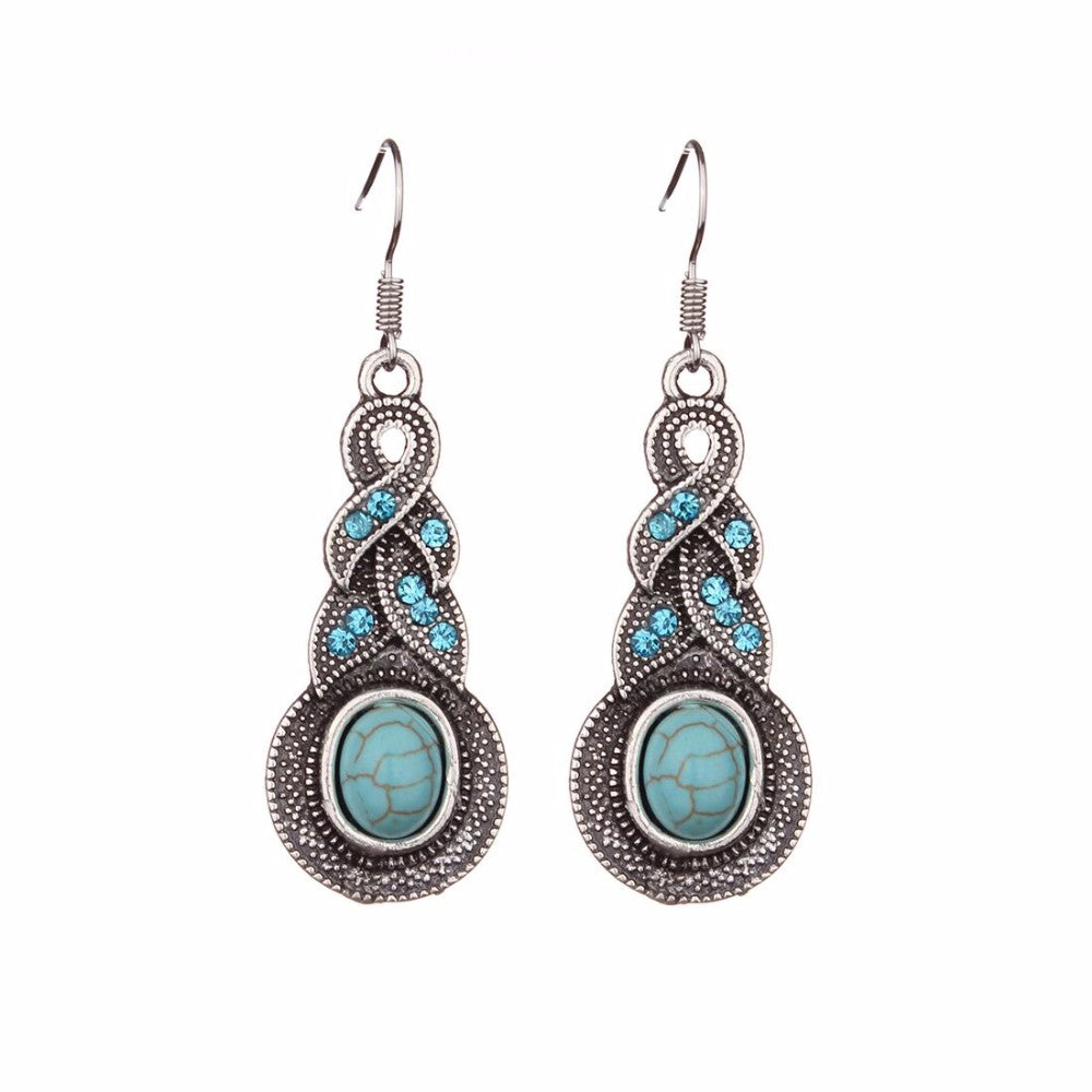 Moda Nupcial Conjuntos de Joyas Tibetano Howlite Collar de Cadena de Plata de Color de Agua Gota Pendientes Cristalinos de Las Mujeres Collares Conjunto